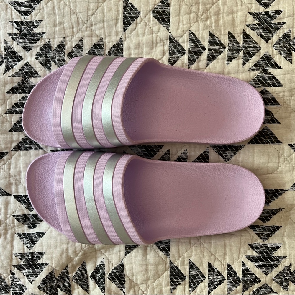 Adidas lavender and silver Slide Sandals - Picture 2 of 3